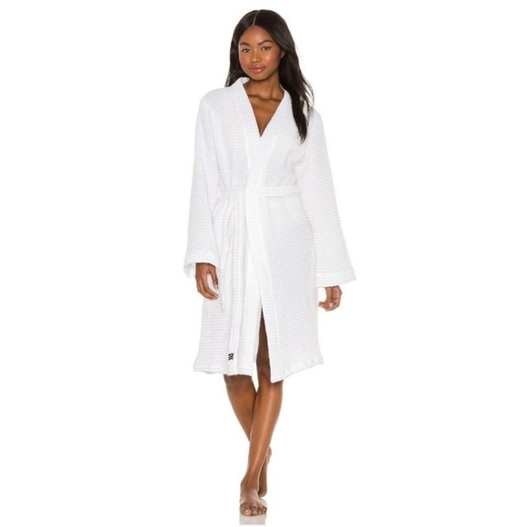 Slowtide Guild Women's White Waffle Weave Cotton Robe with Belt Size L/XL - Picture 1 of 7